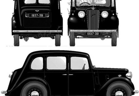Austin 10 Cambridge Sedan (1937) - drawings (drawings) of the car